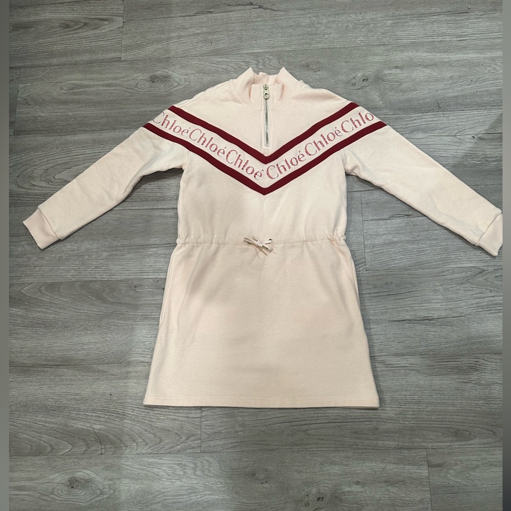 Chloé Pink Logo-Trim Knit Dress